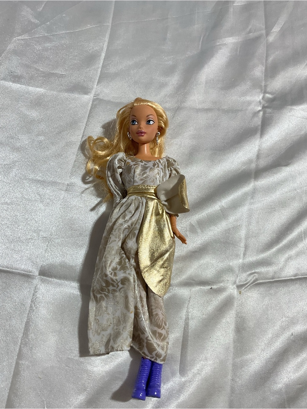 Barbie Gold and Cream Floral Jacquard Formal Dress